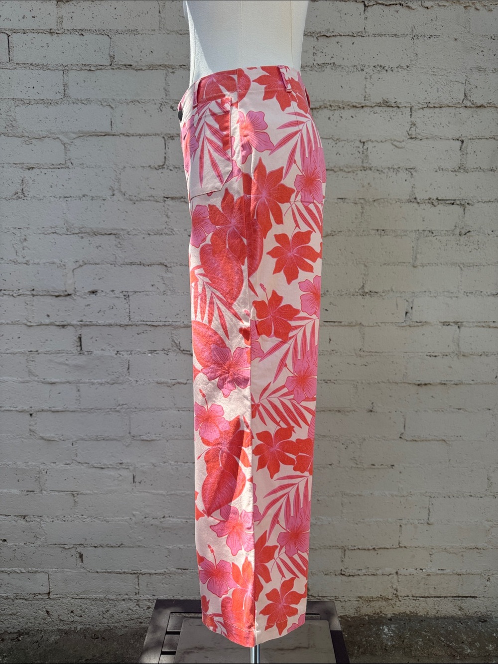 Roxy Coastal Cruiser Wide Leg Trousers Pale Dogwood Hibiscus Size 27 - Picture 9 of 16
